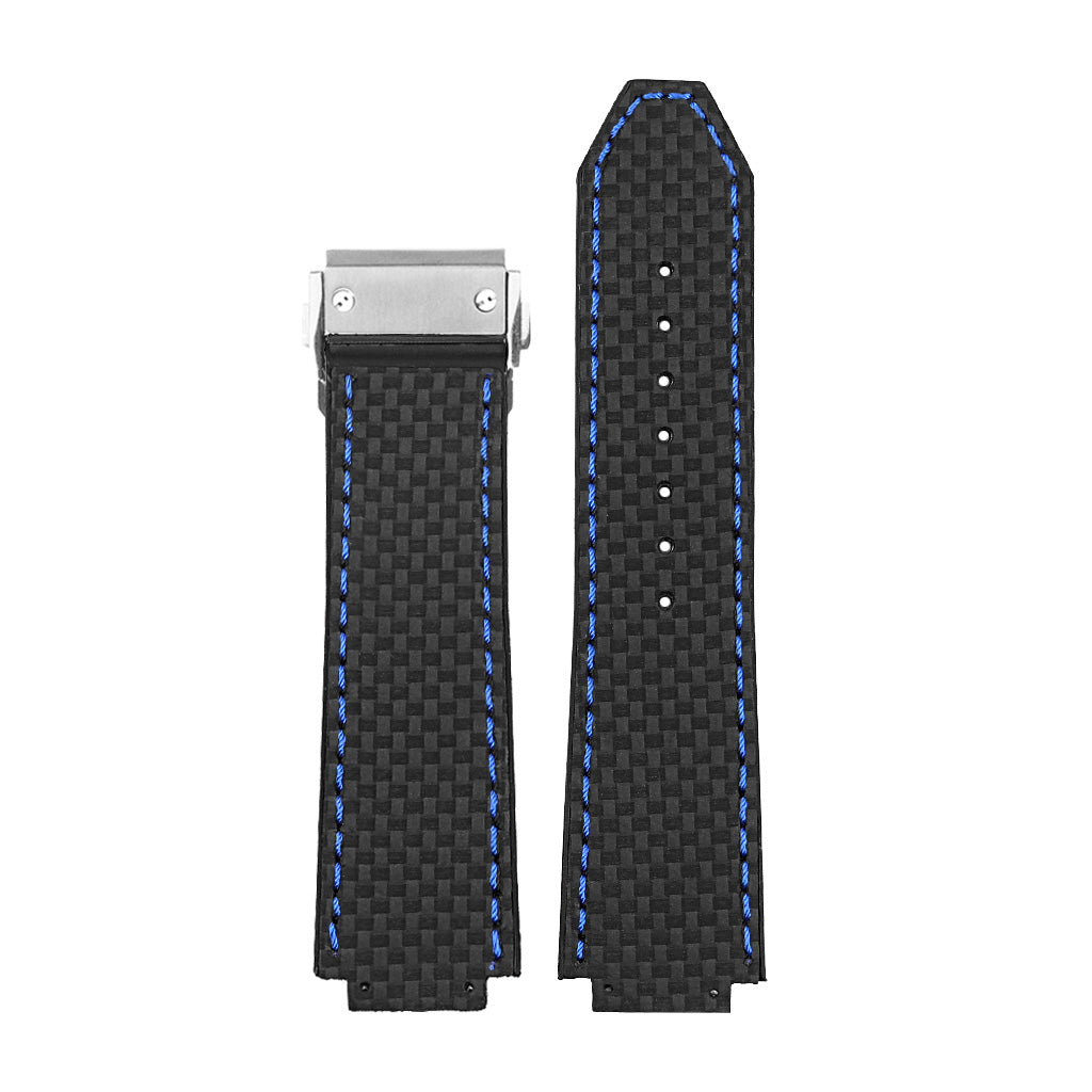DASSARI S5 Carbon Fiber & Rubber Watch Strap for Hublot Big Bang with Brushed Steel Clasp