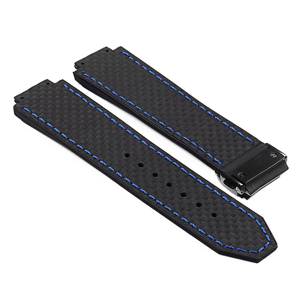 DASSARI S5 Carbon Fiber & Rubber Watch Strap for Hublot Big Bang with Matte Black Clasp