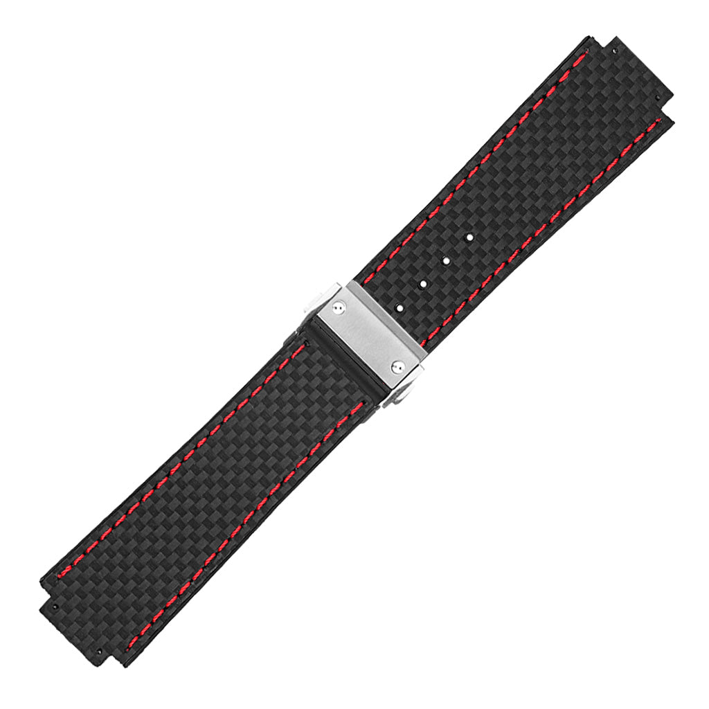 DASSARI S5 Carbon Fiber & Rubber Watch Strap for Hublot Big Bang with Brushed Steel Clasp