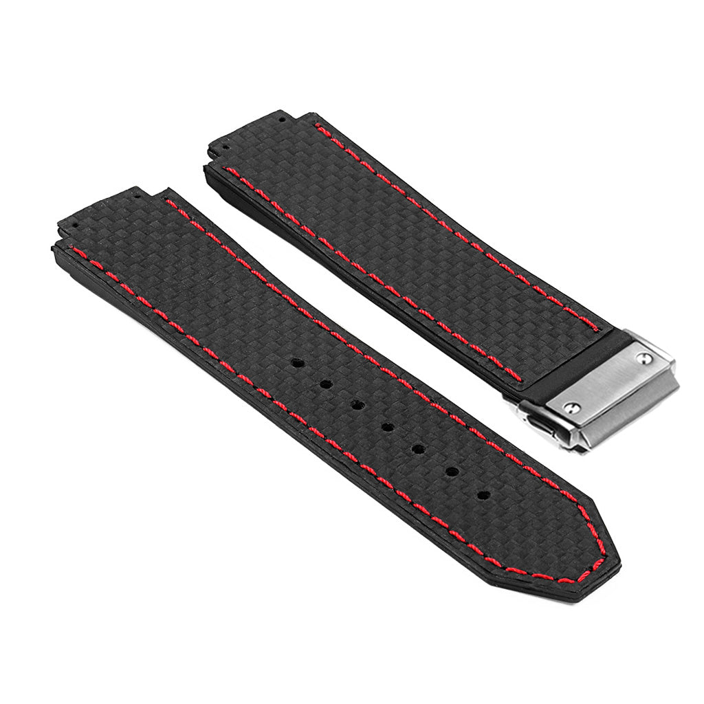 DASSARI S5 Carbon Fiber & Rubber Watch Strap for Hublot Big Bang with Brushed Steel Clasp