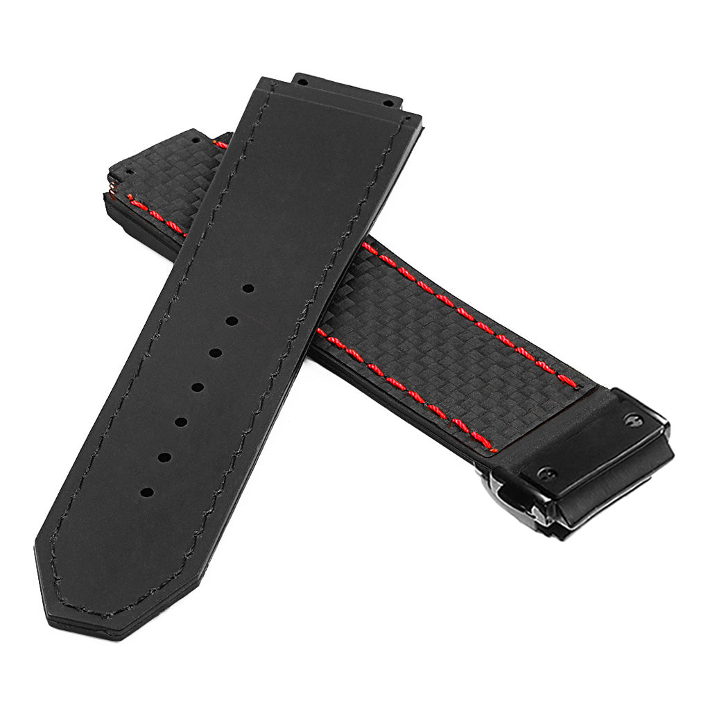 DASSARI S5 Carbon Fiber & Rubber Watch Strap for Hublot Big Bang with Matte Black Clasp