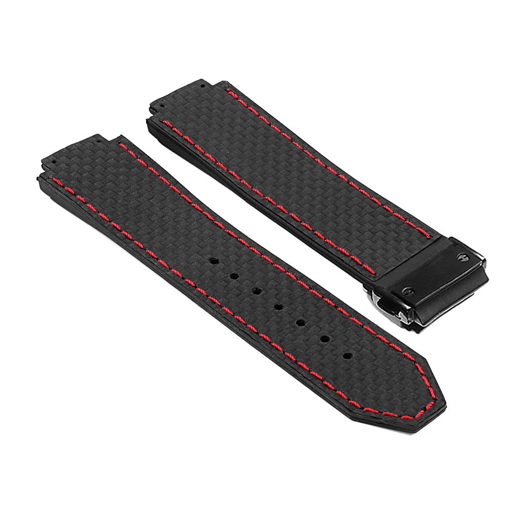DASSARI S5 Carbon Fiber & Rubber Watch Strap for Hublot Big Bang with Matte Black Clasp