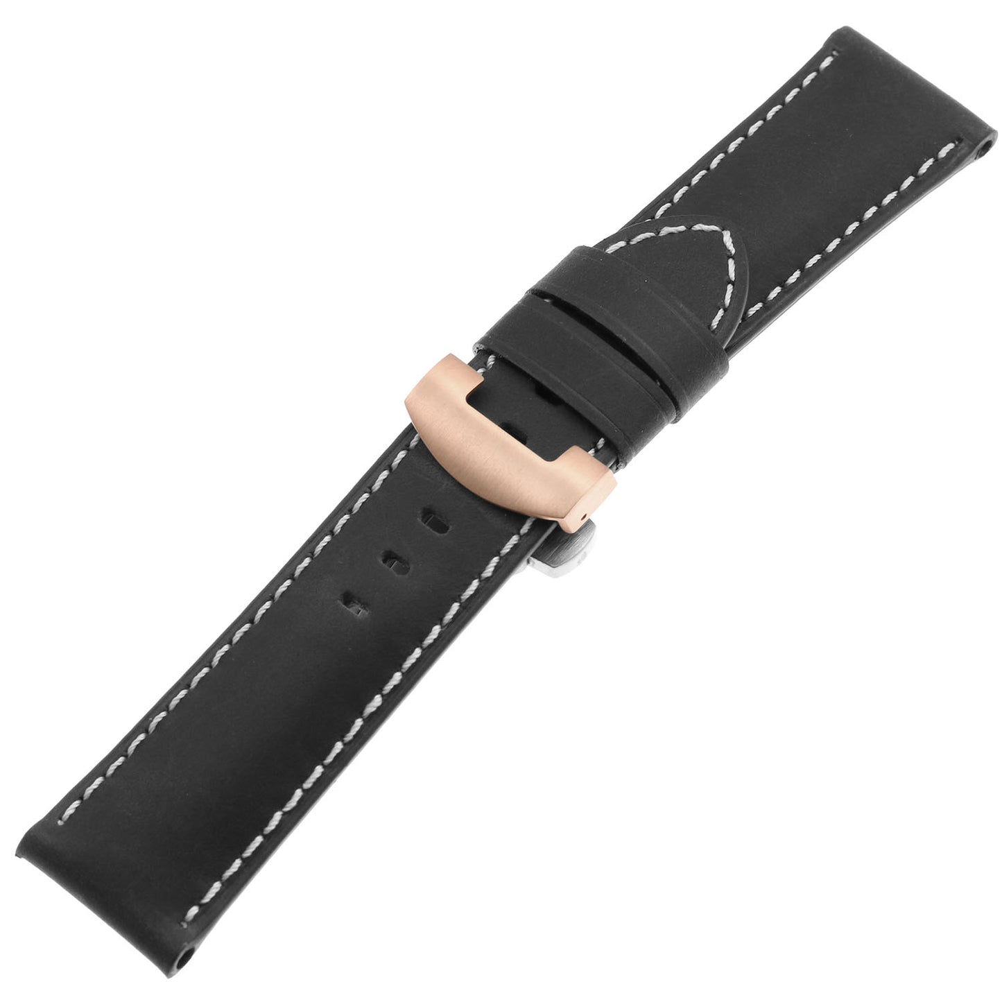 DASSARI Vintage Leather Strap for Deployant Clasp - Oyster Blue