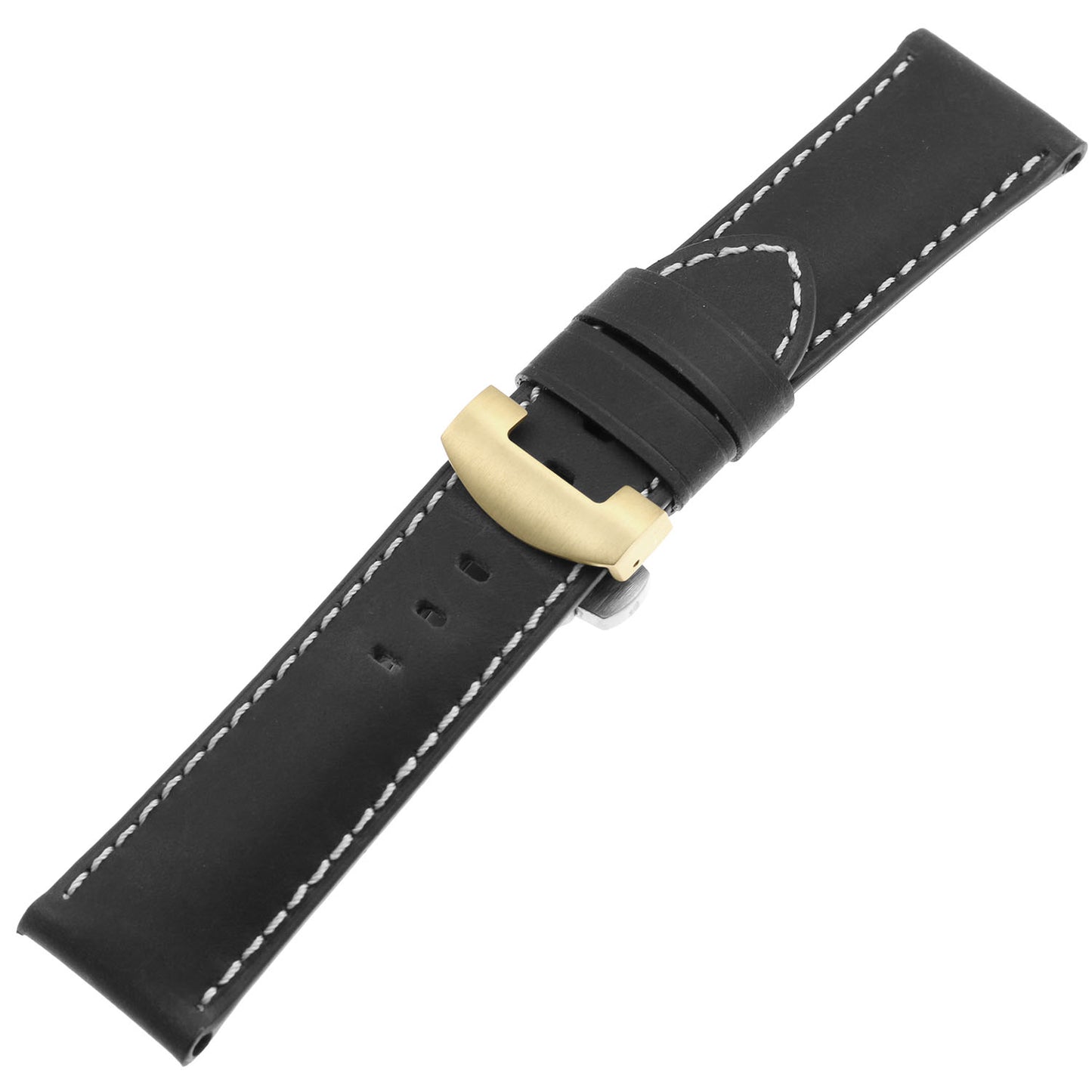 DASSARI Vintage Leather Strap for Deployant Clasp - Oyster Blue