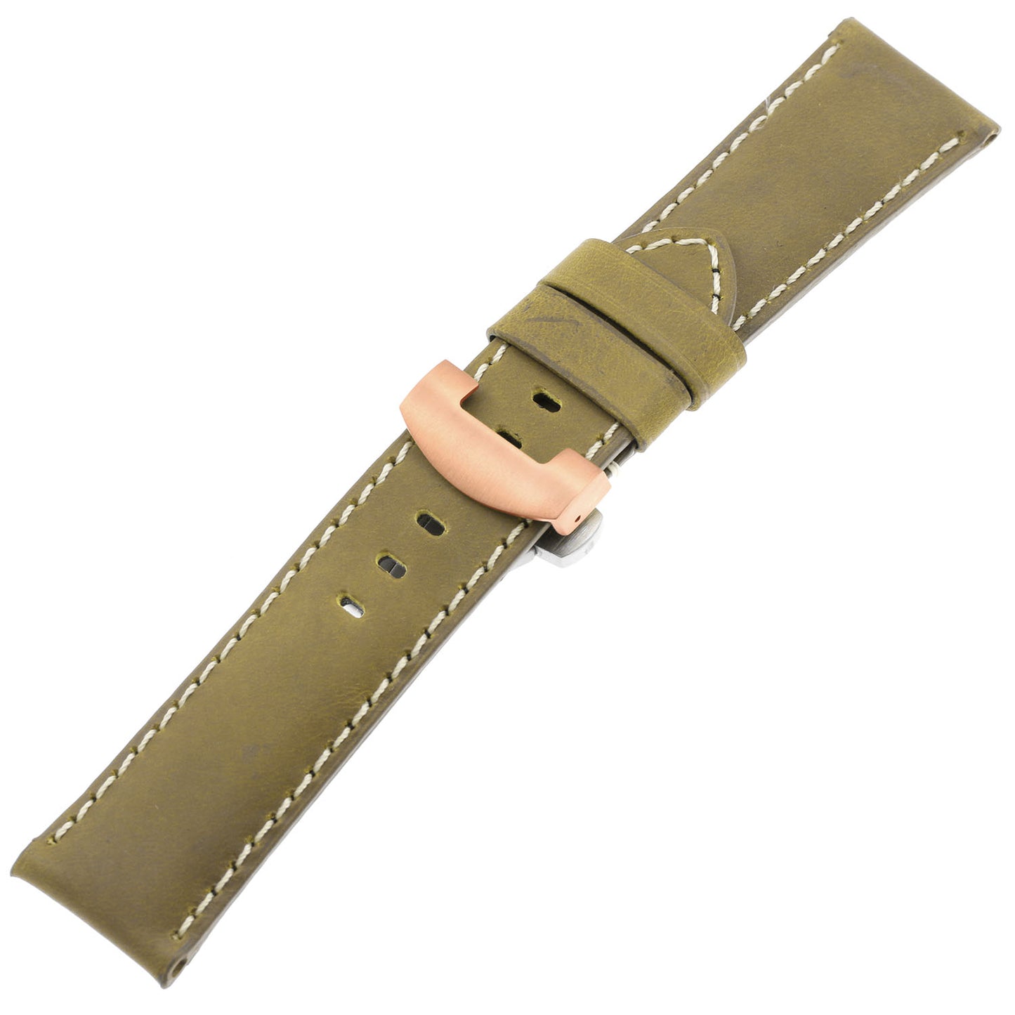DASSARI Vintage Leather Strap w/ Rose Gold Deployant Clasp for Apple Watch