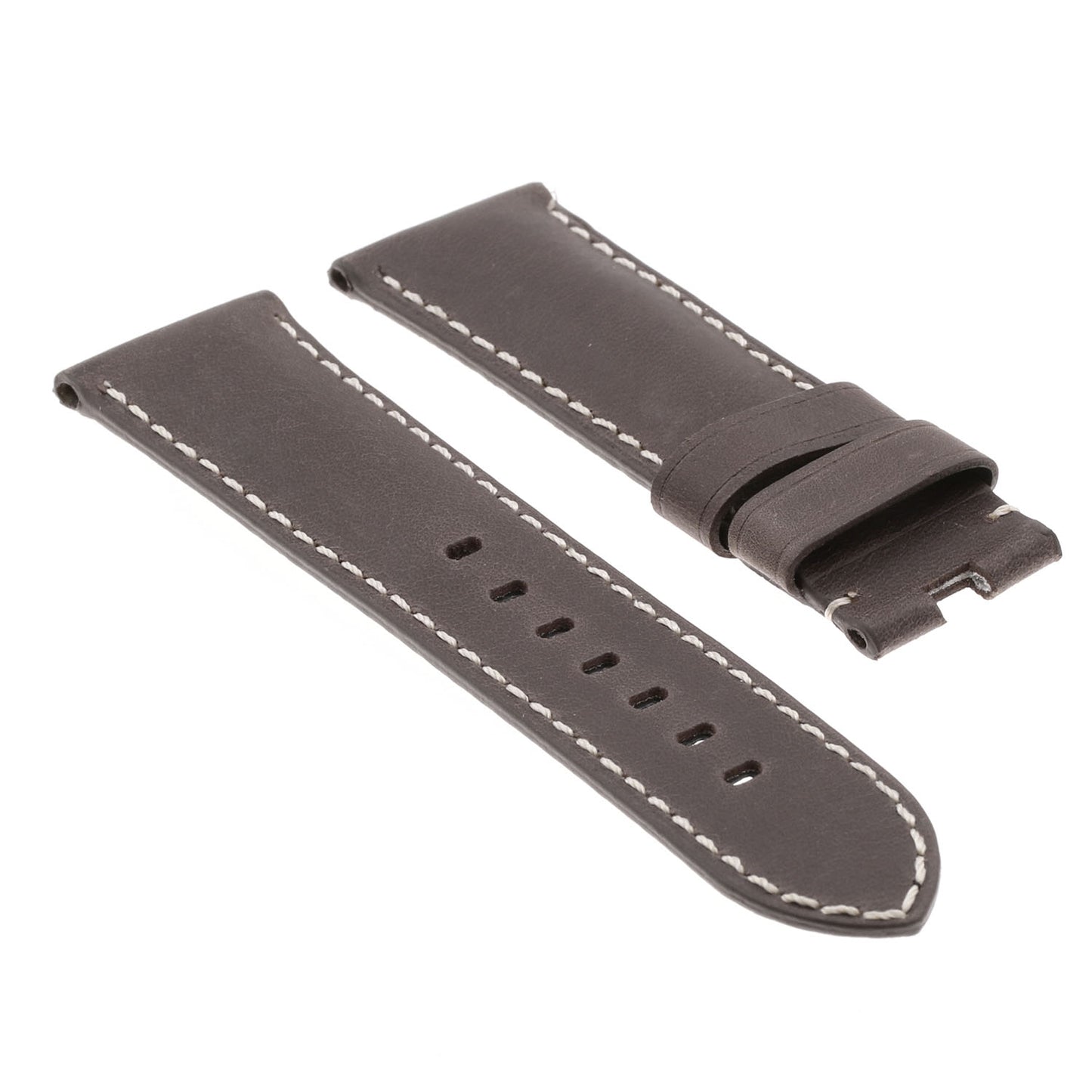 DASSARI Vintage Leather Strap for Deployant Clasp - Coffee Brown