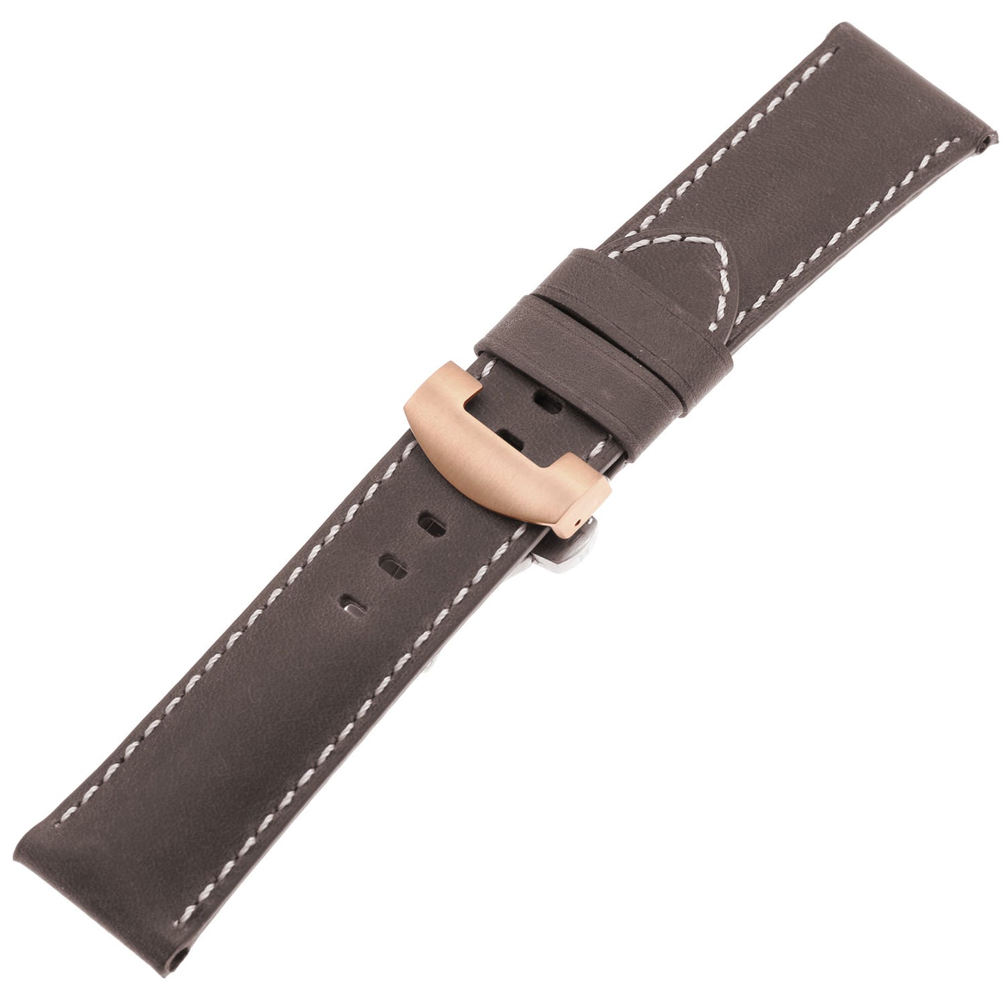 DASSARI Vintage Leather Strap for Deployant Clasp - Coffee Brown