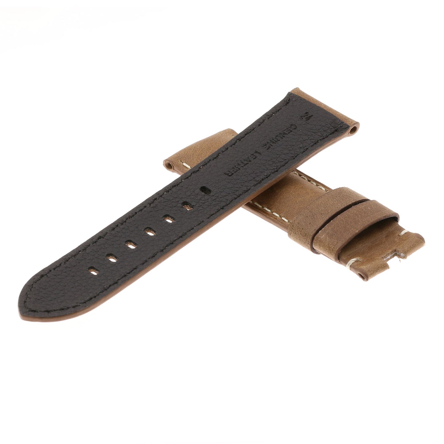 DASSARI Vintage Leather Strap w/ Black Deployant Clasp for Apple Watch