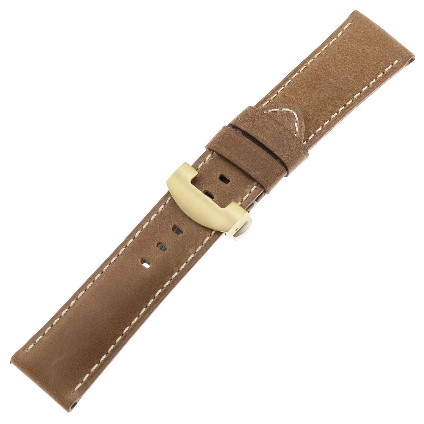 DASSARI Vintage Leather Strap w/ Black Deployant Clasp for Apple Watch