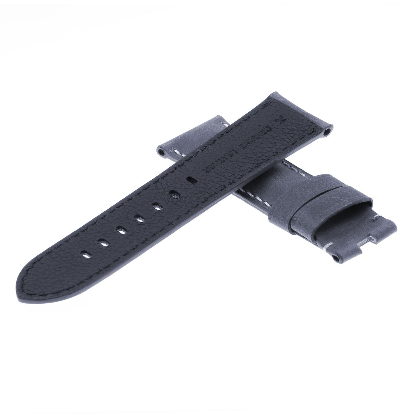 DASSARI Vintage Leather Strap for Deployant Clasp - Oyster Blue