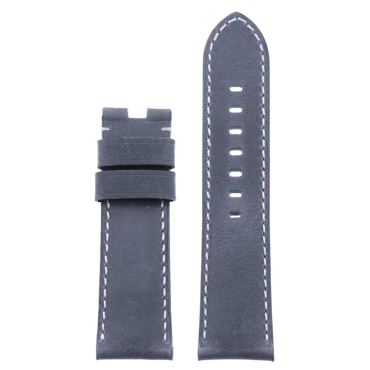DASSARI Vintage Leather Strap for Deployant Clasp - Oyster Blue