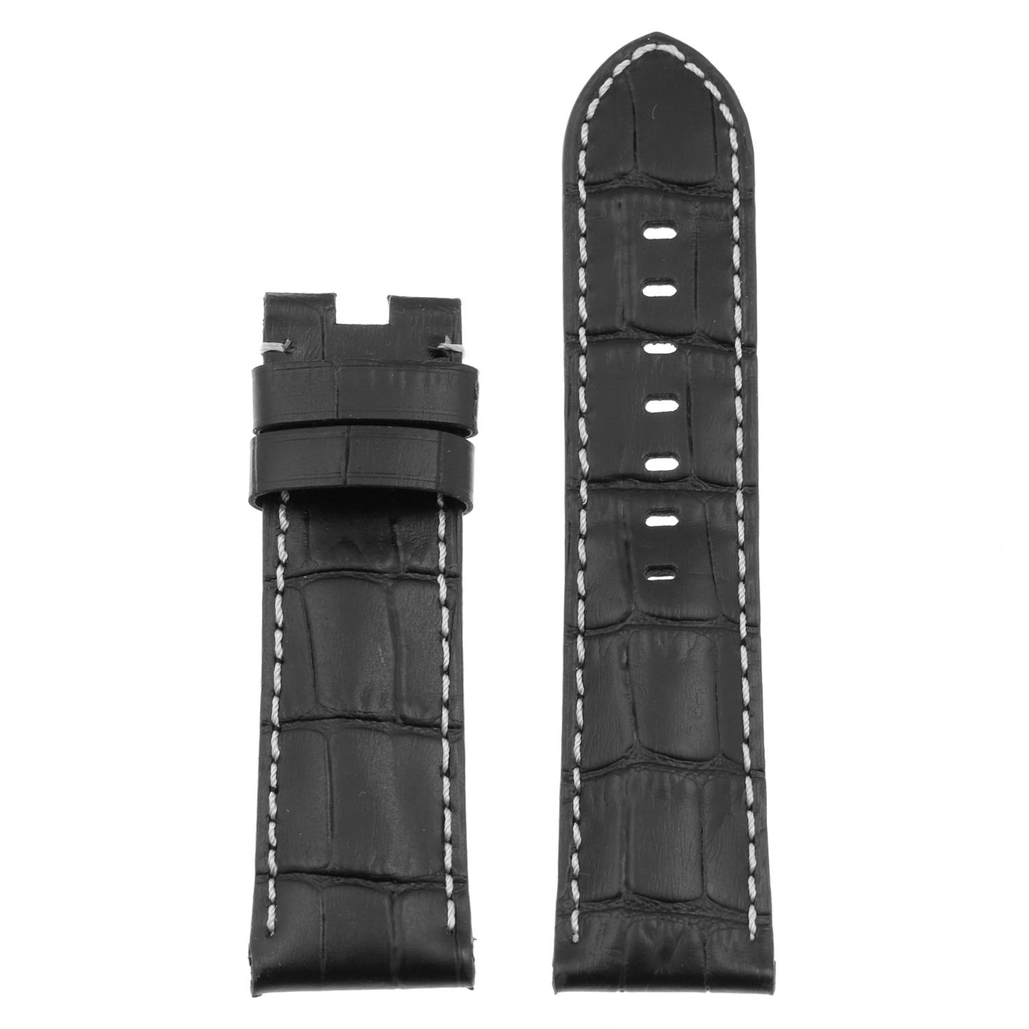 DASSARI Croc Leather Strap for Deployant Clasp Black