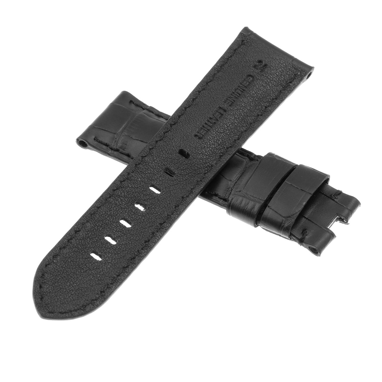 DASSARI Croc Leather Strap w/ Black Deployant Clasp for Apple Watch