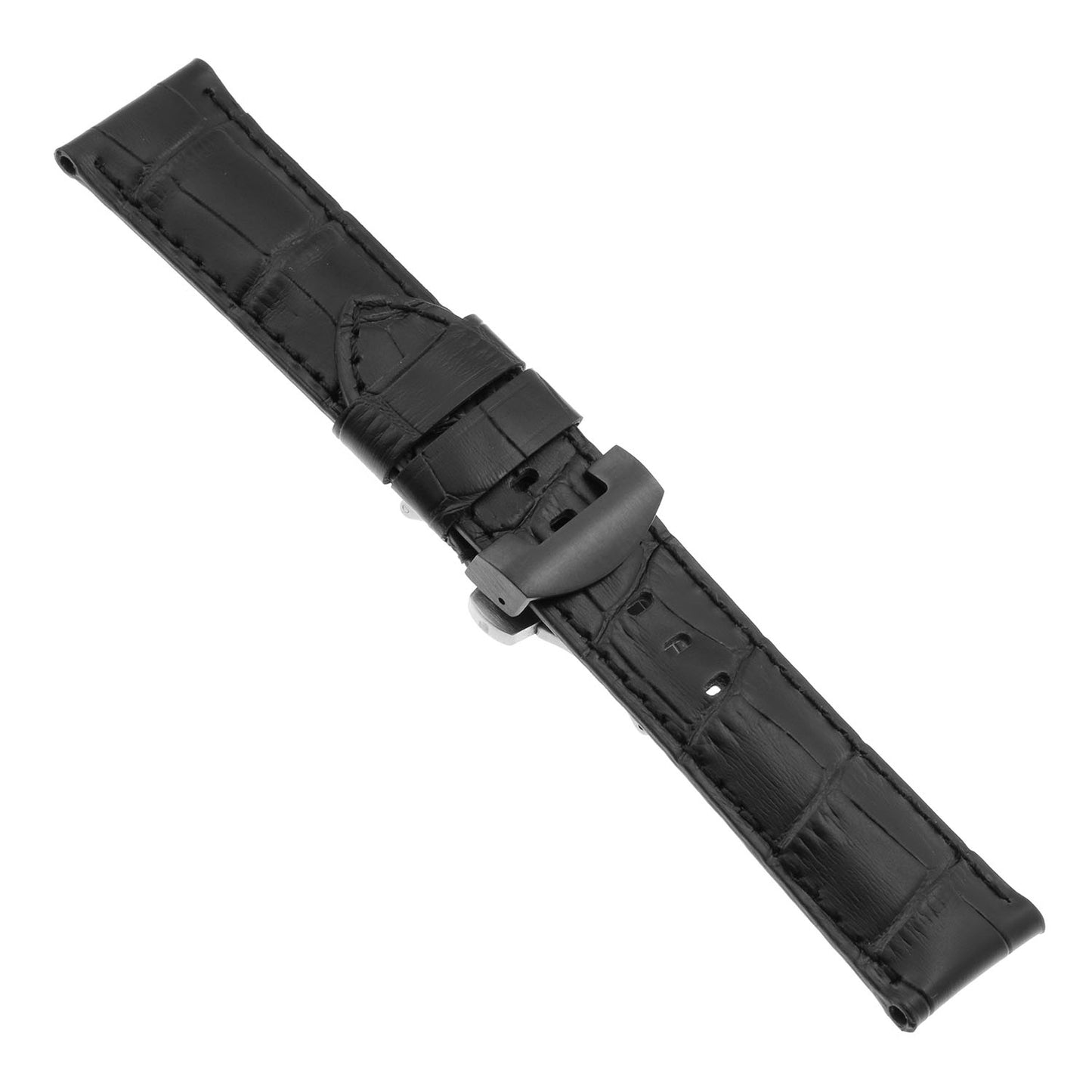 DASSARI Croc Leather Strap w/ Black Deployant Clasp for Apple Watch