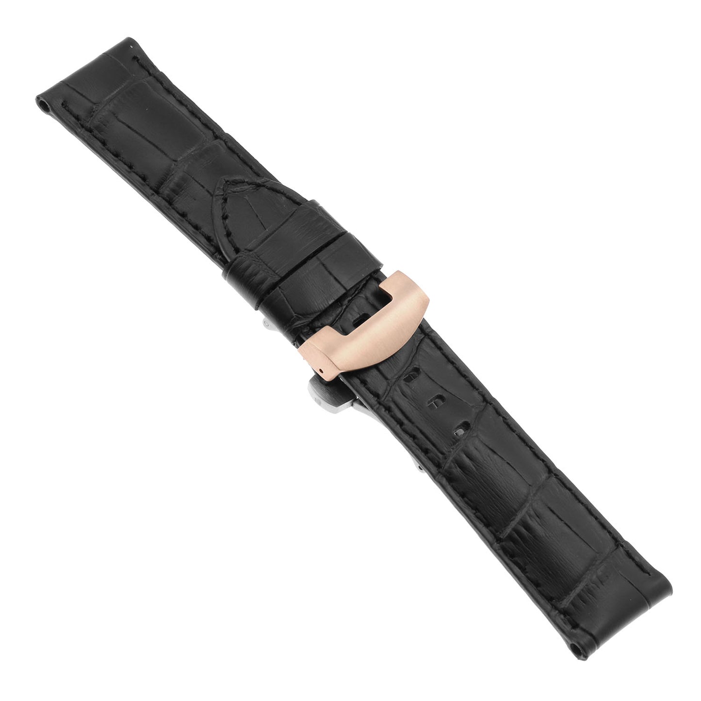 DASSARI Croc Leather Strap w/ Black Deployant Clasp for Apple Watch