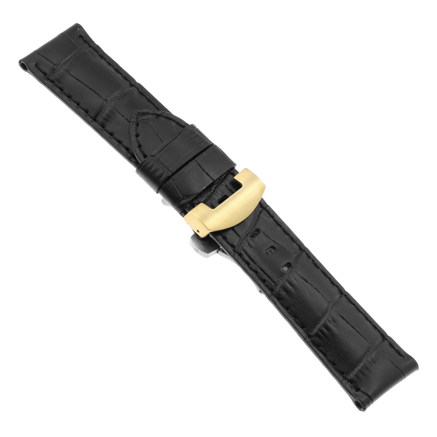 DASSARI Croc Leather Strap w/ Black Deployant Clasp for Apple Watch