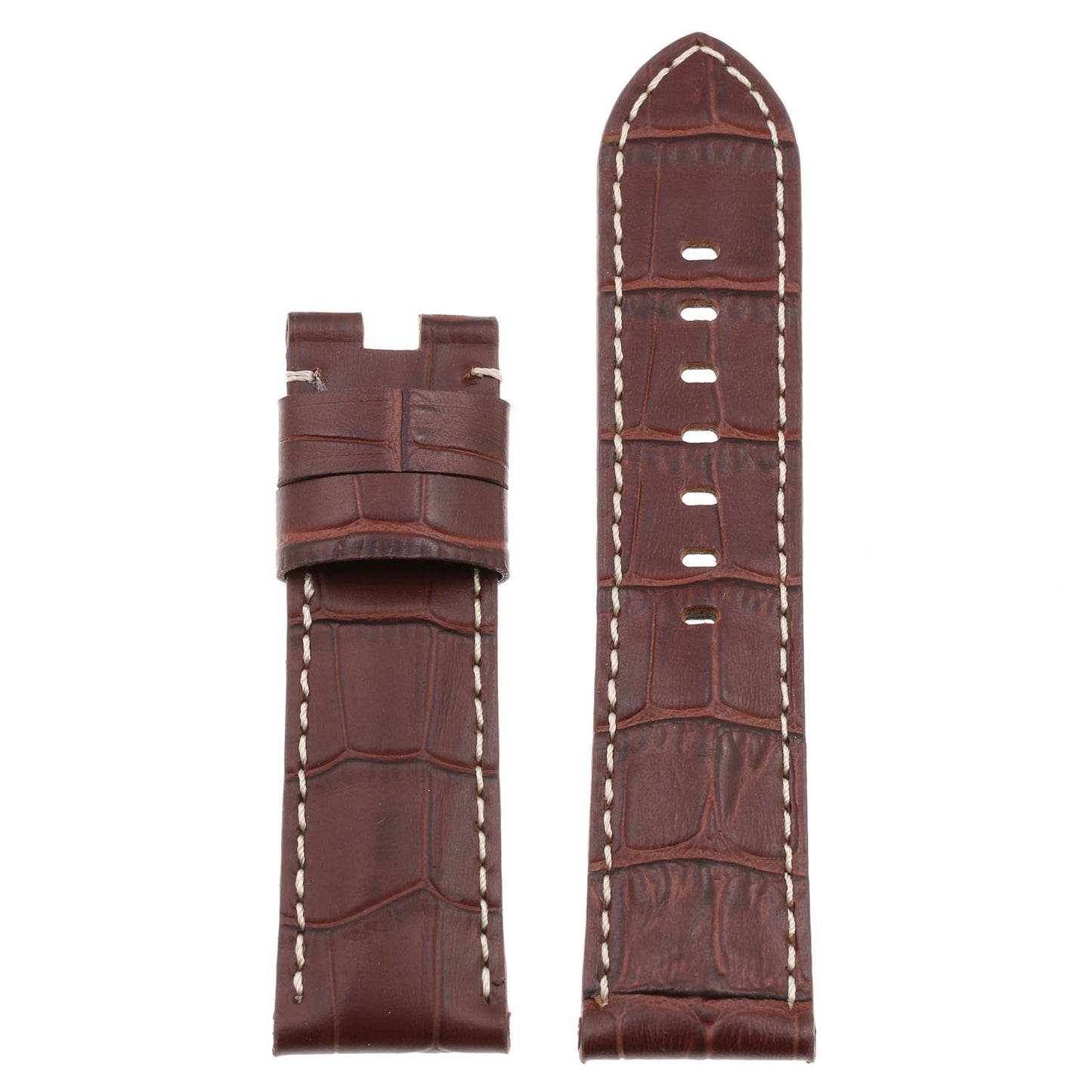 DASSARI Croc Leather Strap for Deployant Clasp Brown