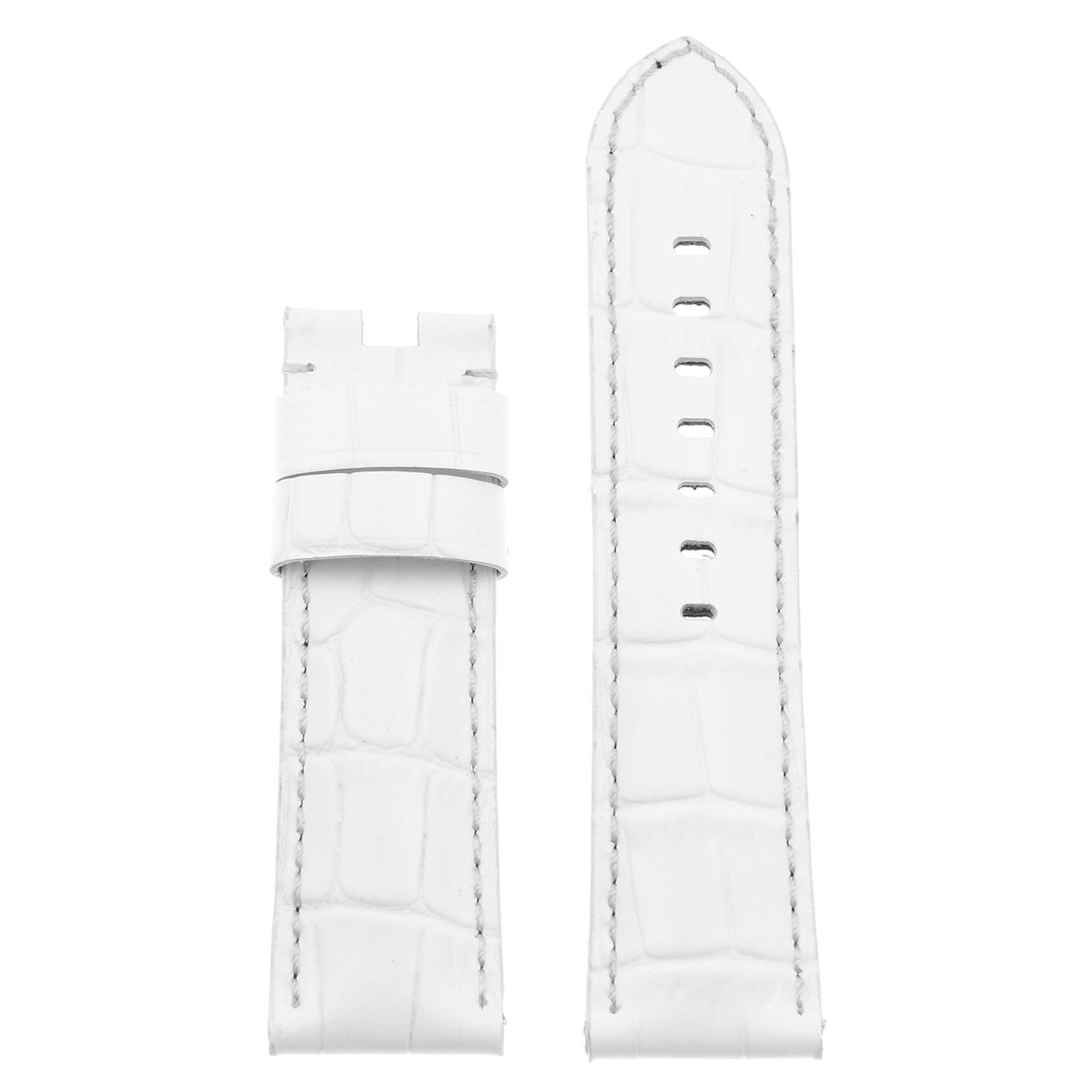 DASSARI Croc Leather Strap for Deployant Clasp White