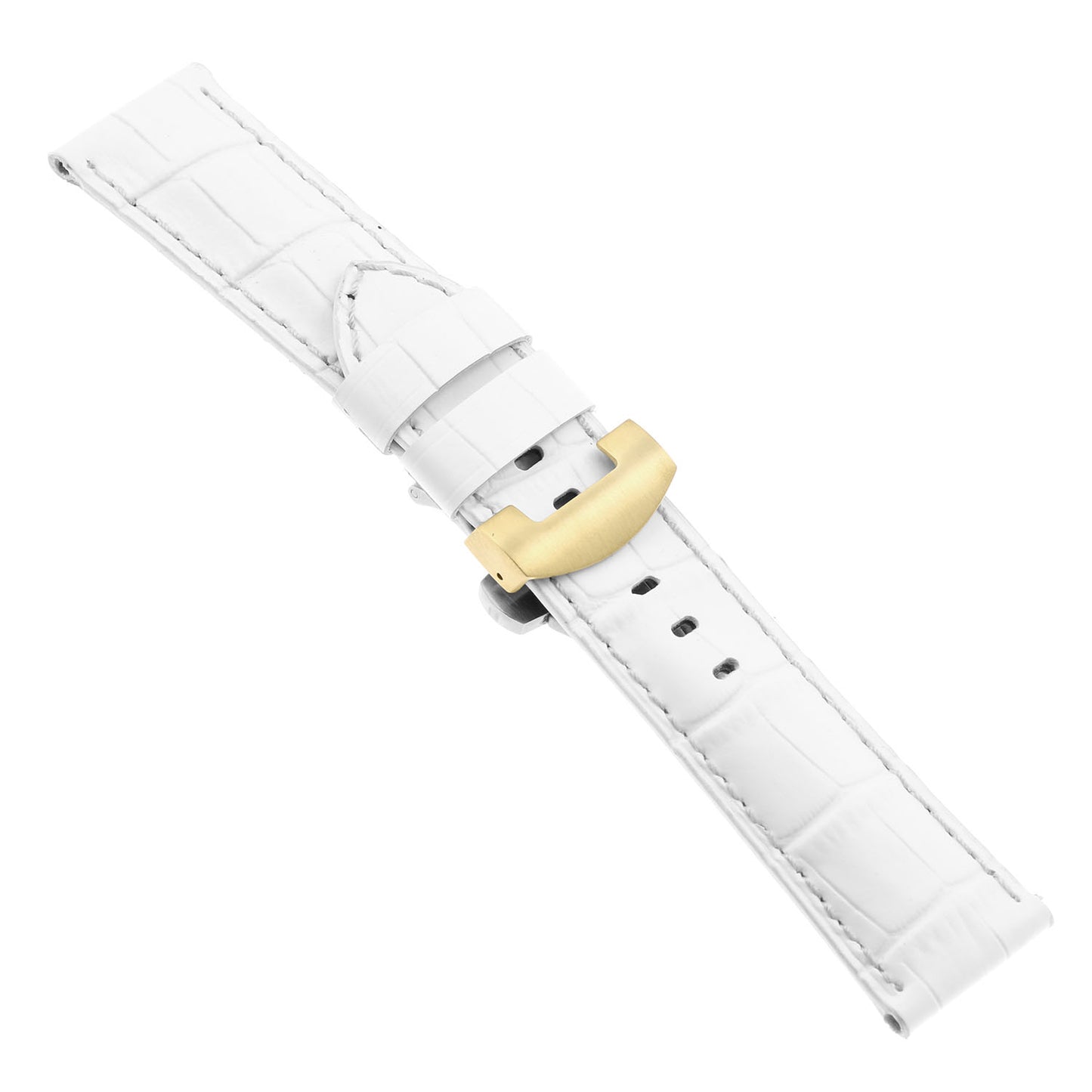 DASSARI Croc Leather Strap for Deployant Clasp White