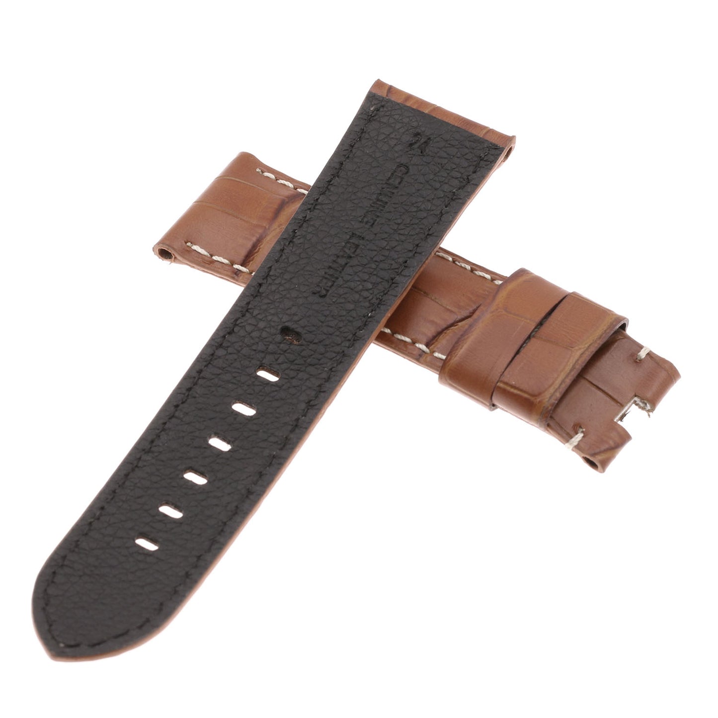 DASSARI Croc Leather Strap for Deployant Clasp Rust