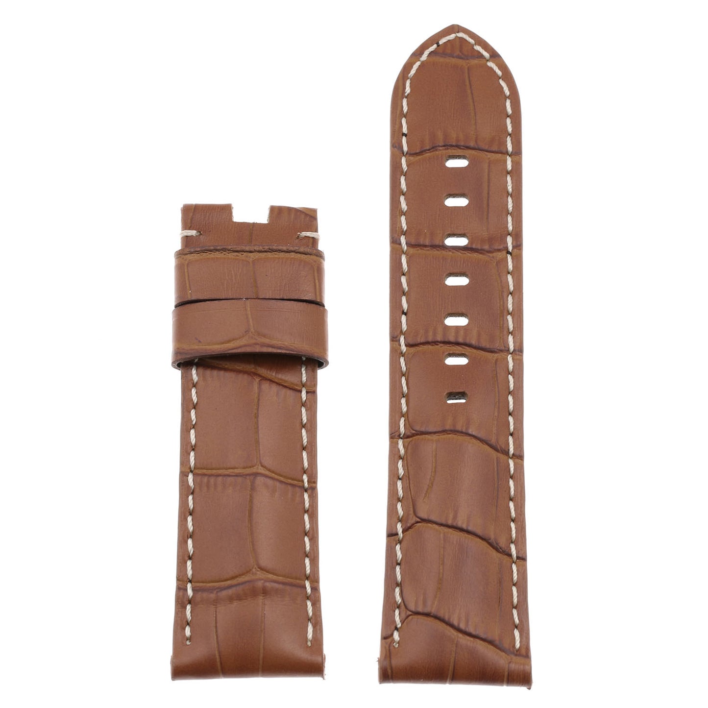 DASSARI Croc Leather Strap for Deployant Clasp Rust
