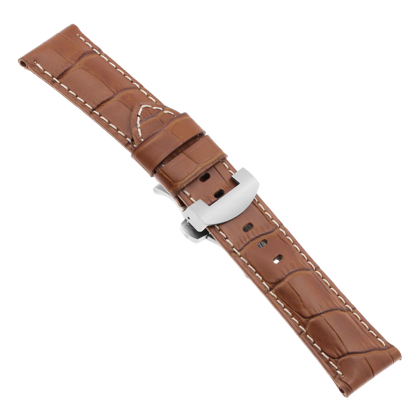 DASSARI Croc Leather Strap for Deployant Clasp Rust