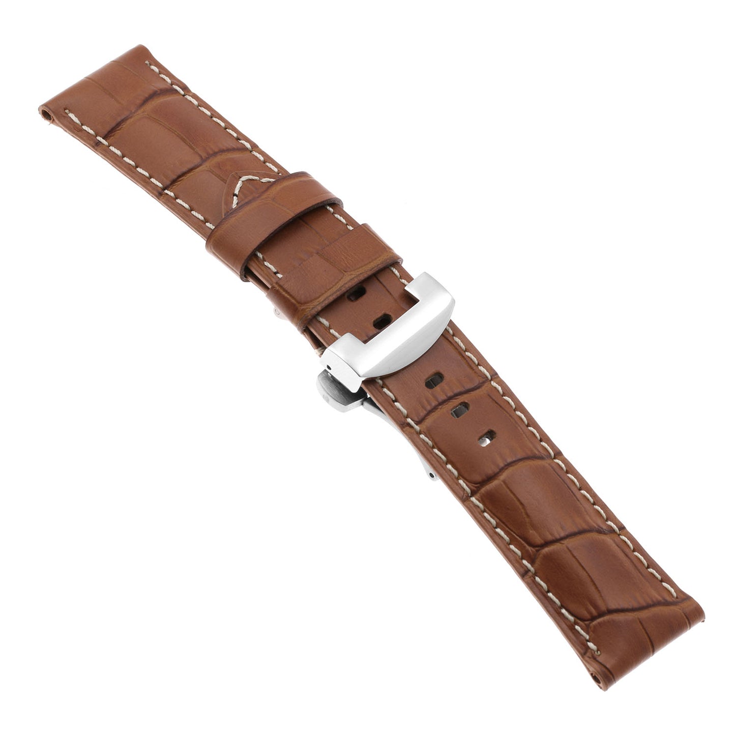 DASSARI Croc Leather Strap for Deployant Clasp Rust
