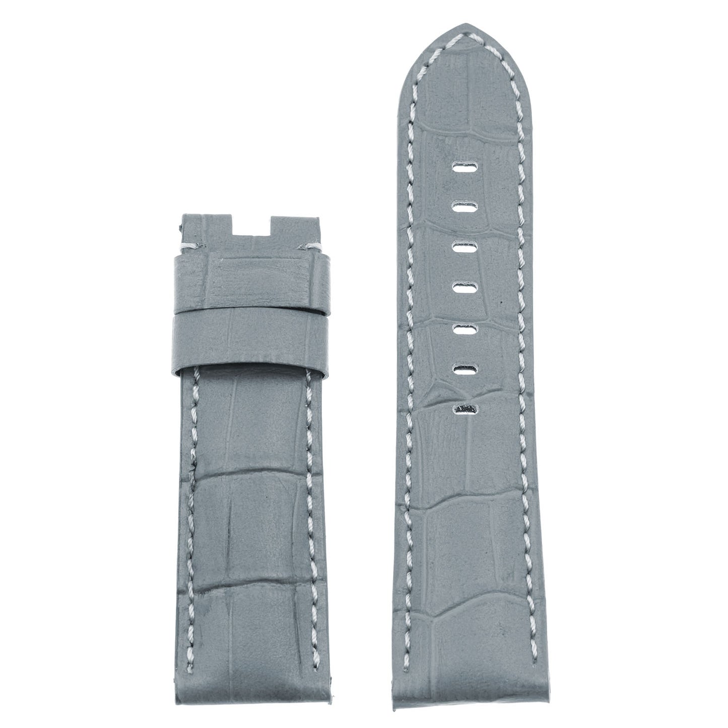 DASSARI Croc Leather Strap for Deployant Clasp Grey