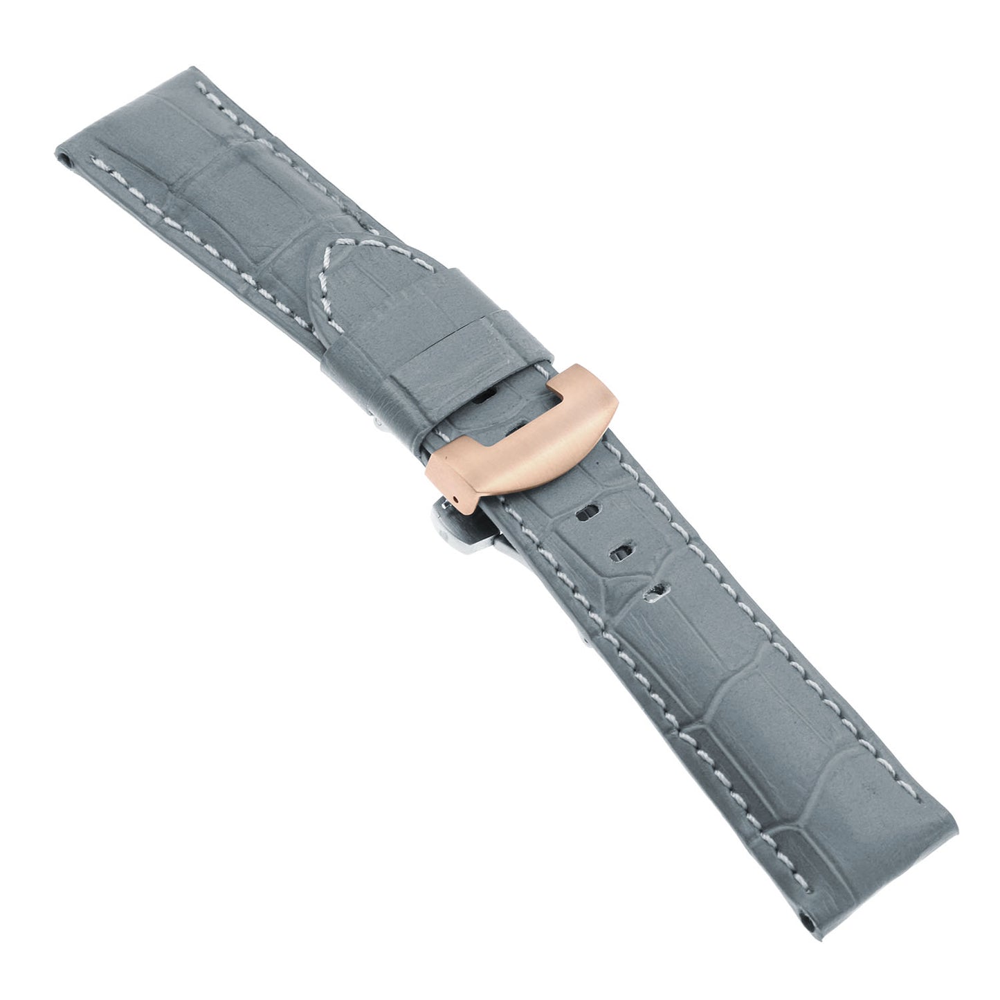 DASSARI Croc Leather Strap w/ Rose Gold Deployant Clasp for Apple Watch