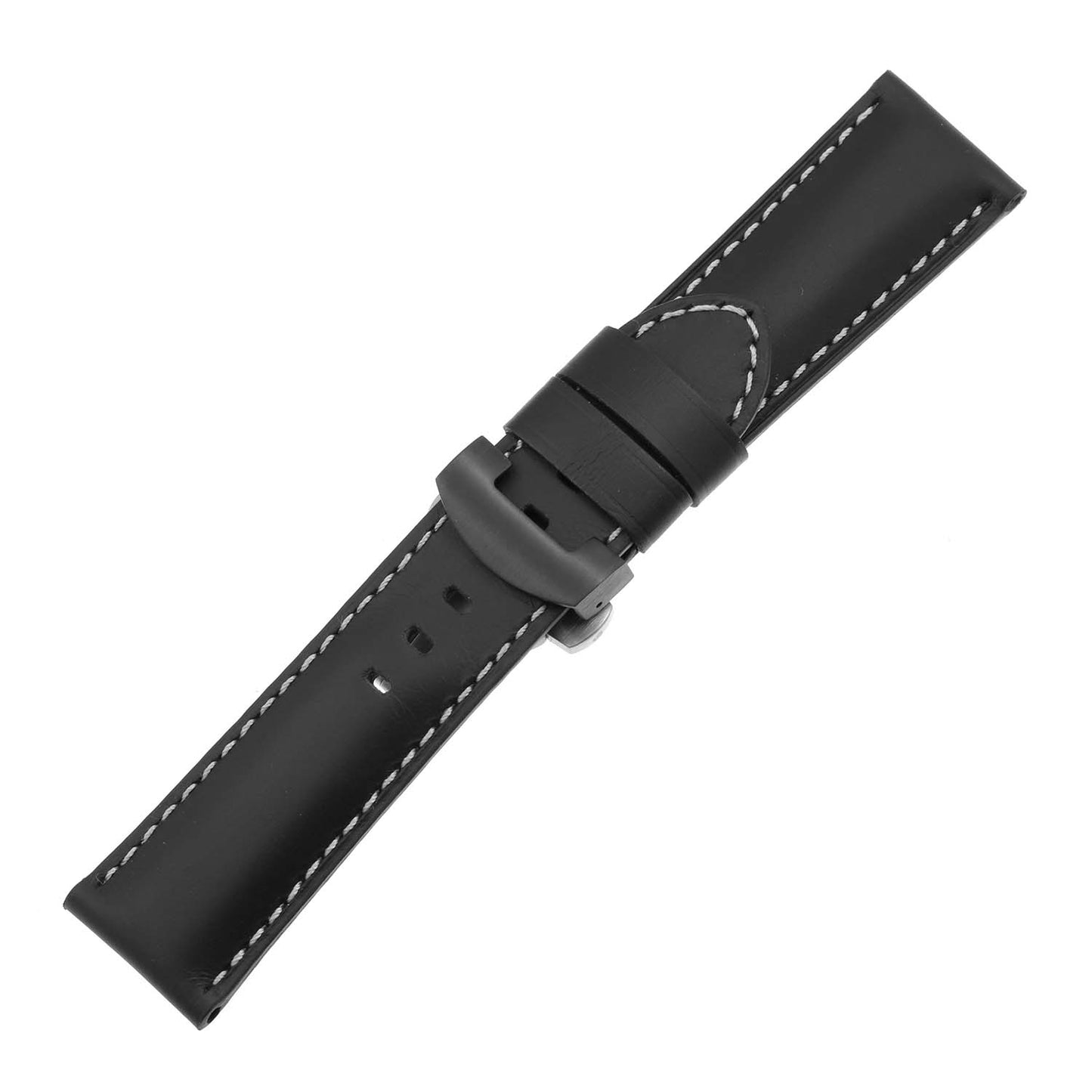 DASSARI Smooth Leather Strap w/ Black Deployant Clasp for Apple Watch