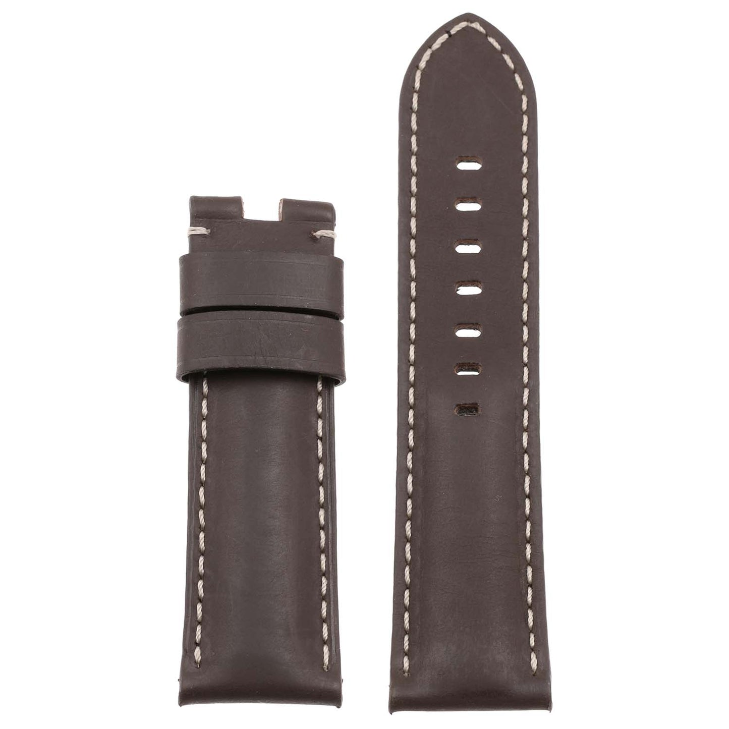 DASSARI Smooth Leather Strap for Deployant Clasp Brown