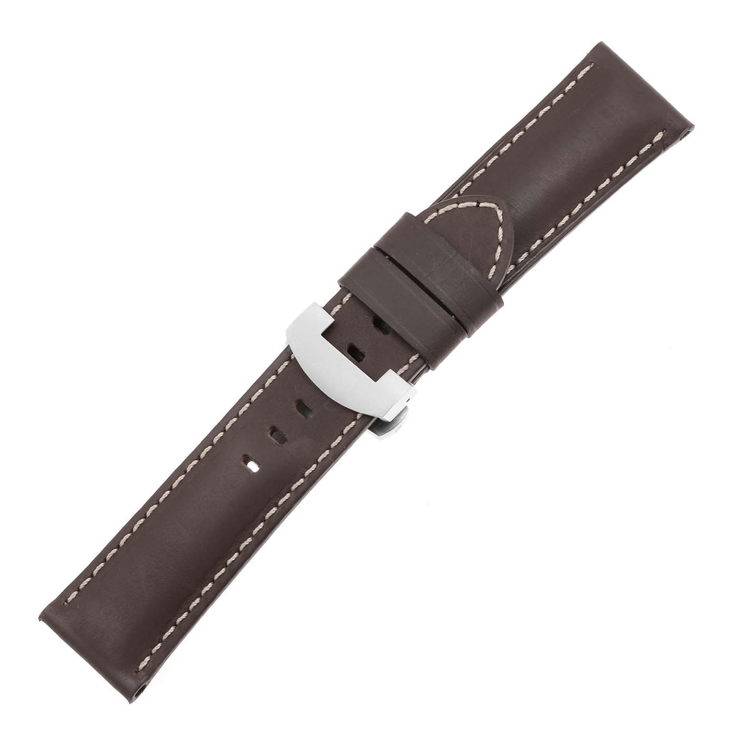 DASSARI Smooth Leather Strap for Deployant Clasp Brown