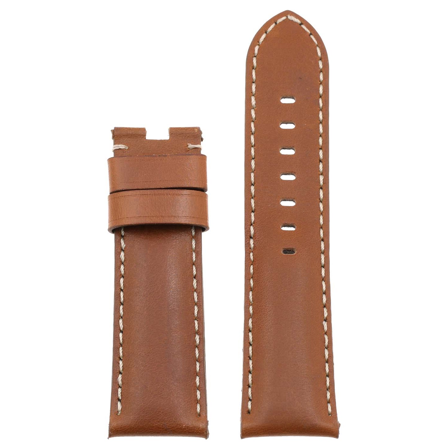 DASSARI Smooth Leather Strap for Deployant Clasp Tan