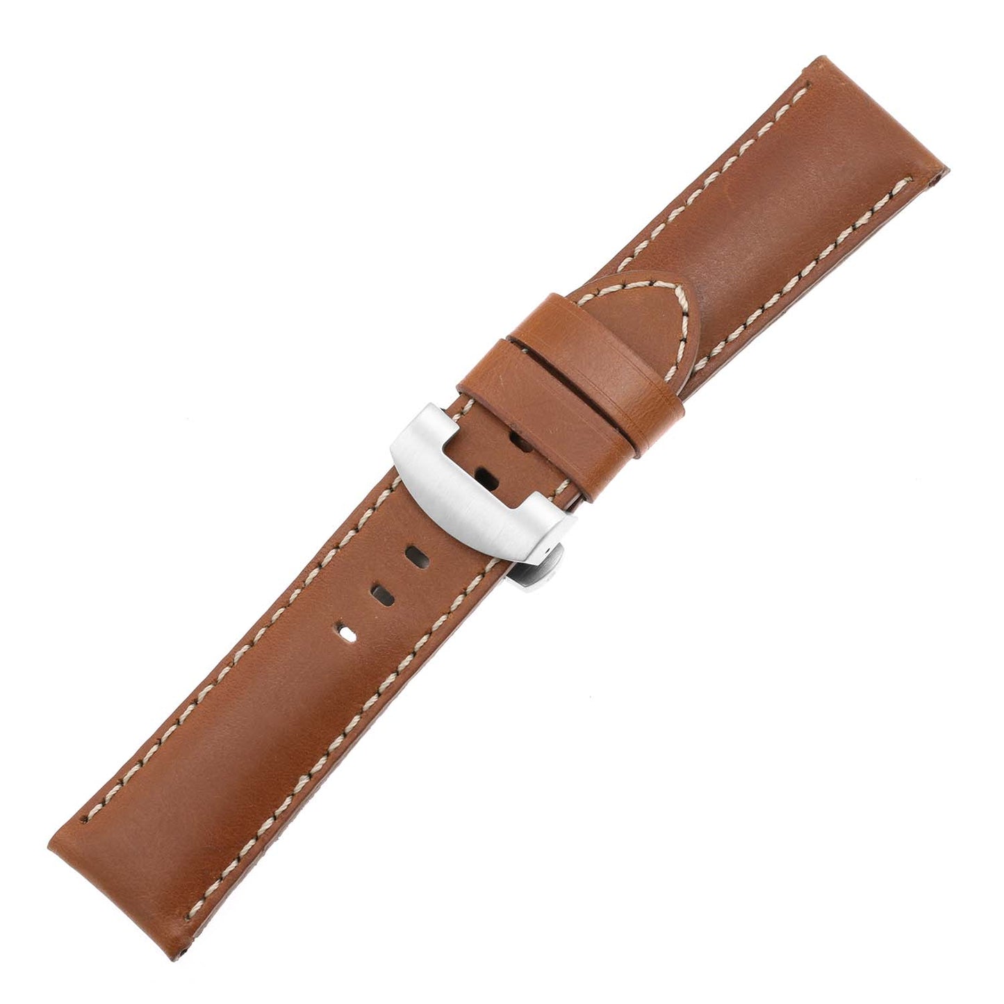 DASSARI Smooth Leather Strap w/ Rose Gold Deployant Clasp for Apple Watch