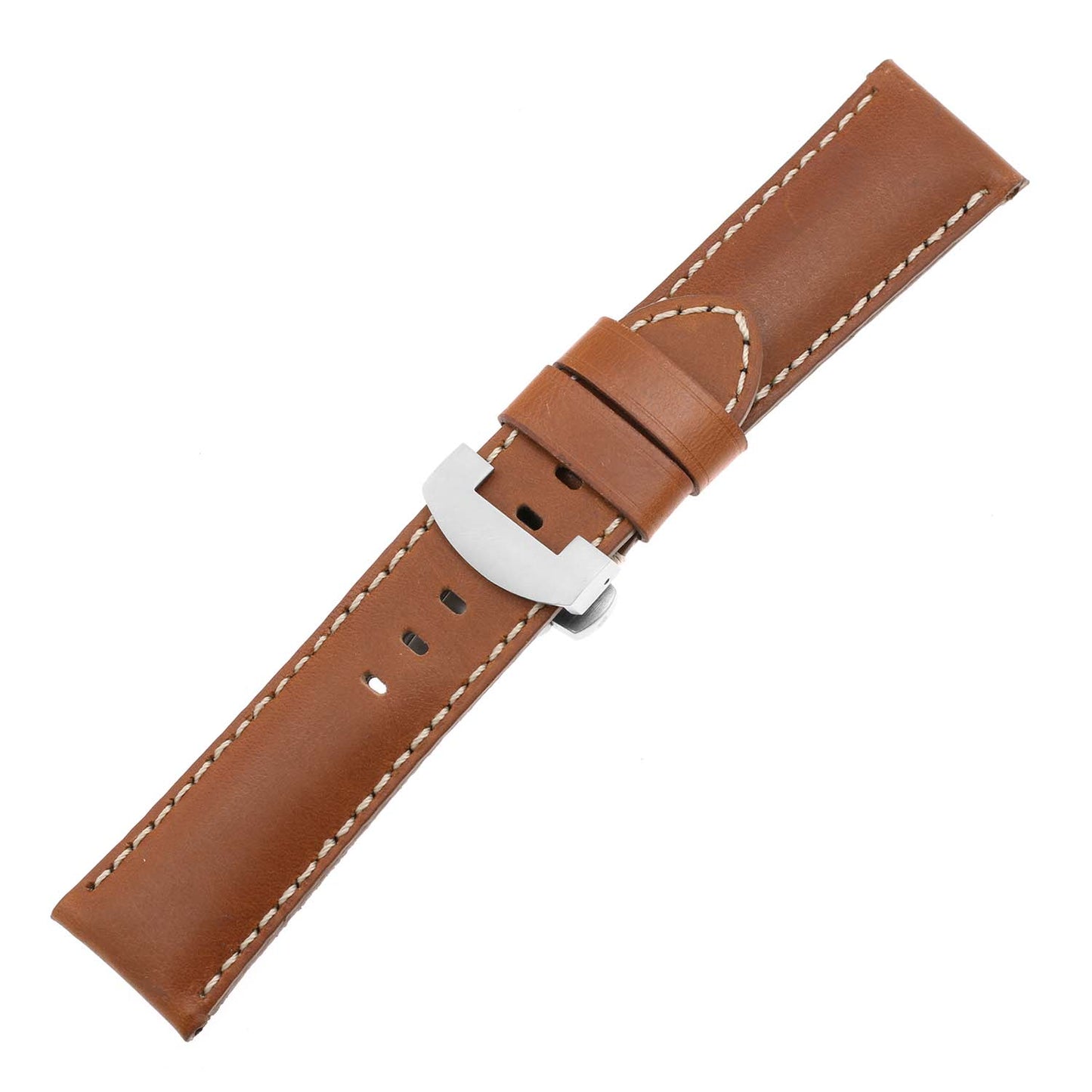 DASSARI Smooth Leather Strap w/ Black Deployant Clasp for Apple Watch