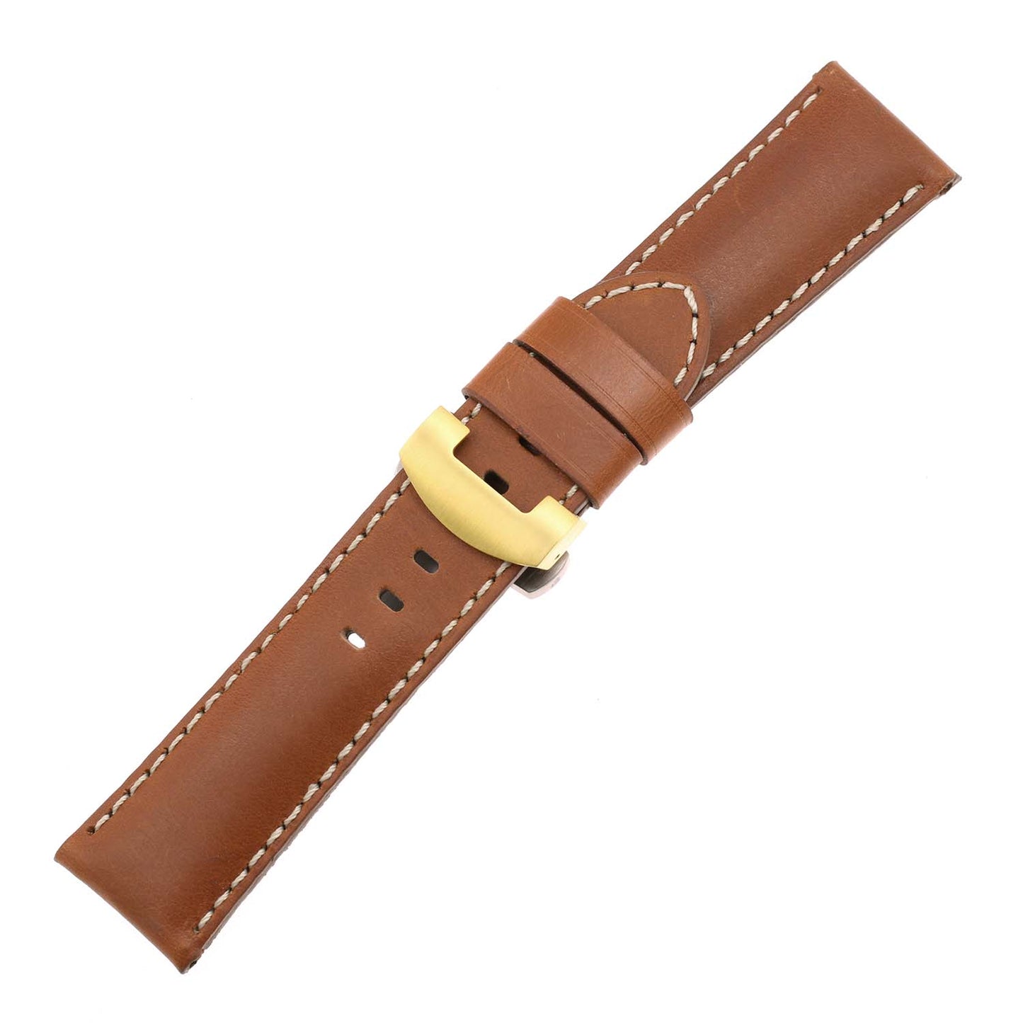 DASSARI Smooth Leather Strap w/ Black Deployant Clasp for Apple Watch