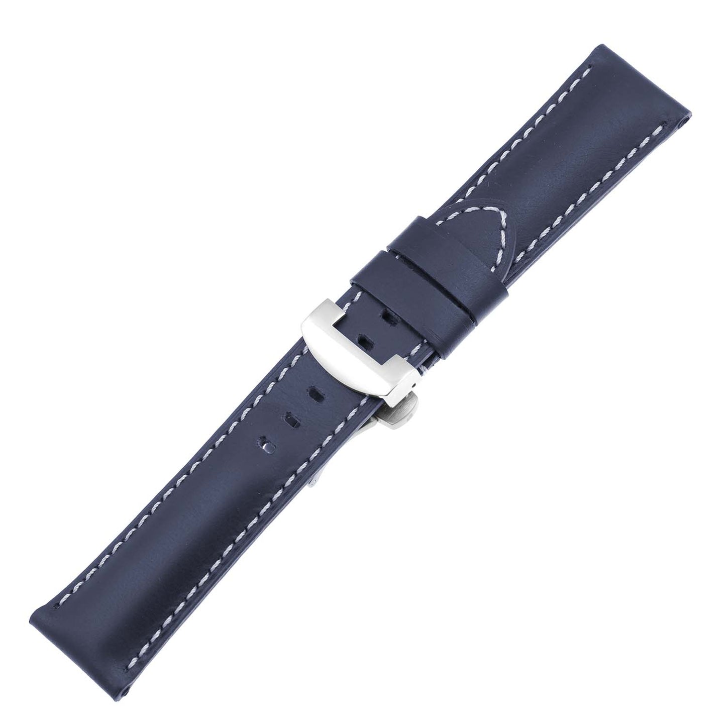 DASSARI Smooth Leather Strap w/ Black Deployant Clasp for Apple Watch