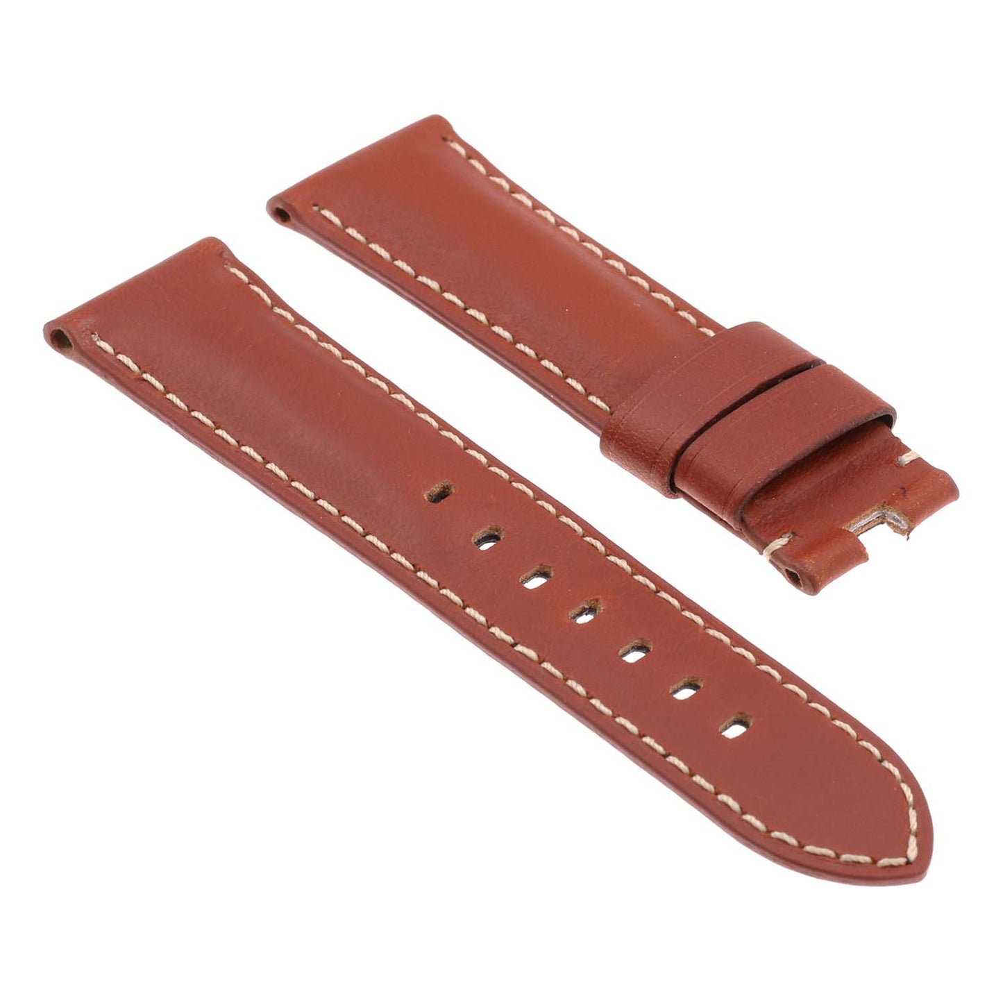 DASSARI Smooth Leather Strap for Deployant Clasp Rust