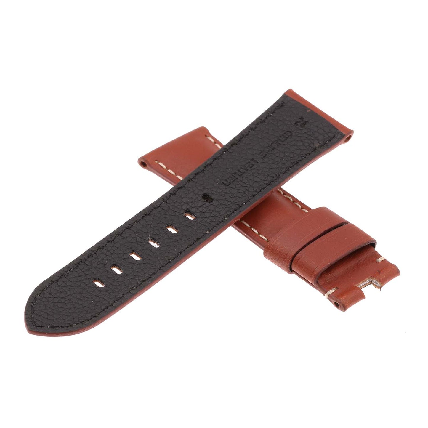 DASSARI Smooth Leather Strap for Deployant Clasp Rust