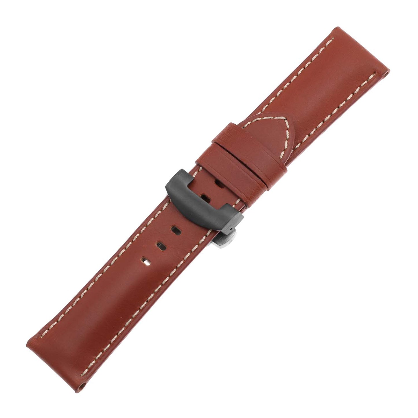DASSARI Smooth Leather Strap w/ Black Deployant Clasp for Apple Watch