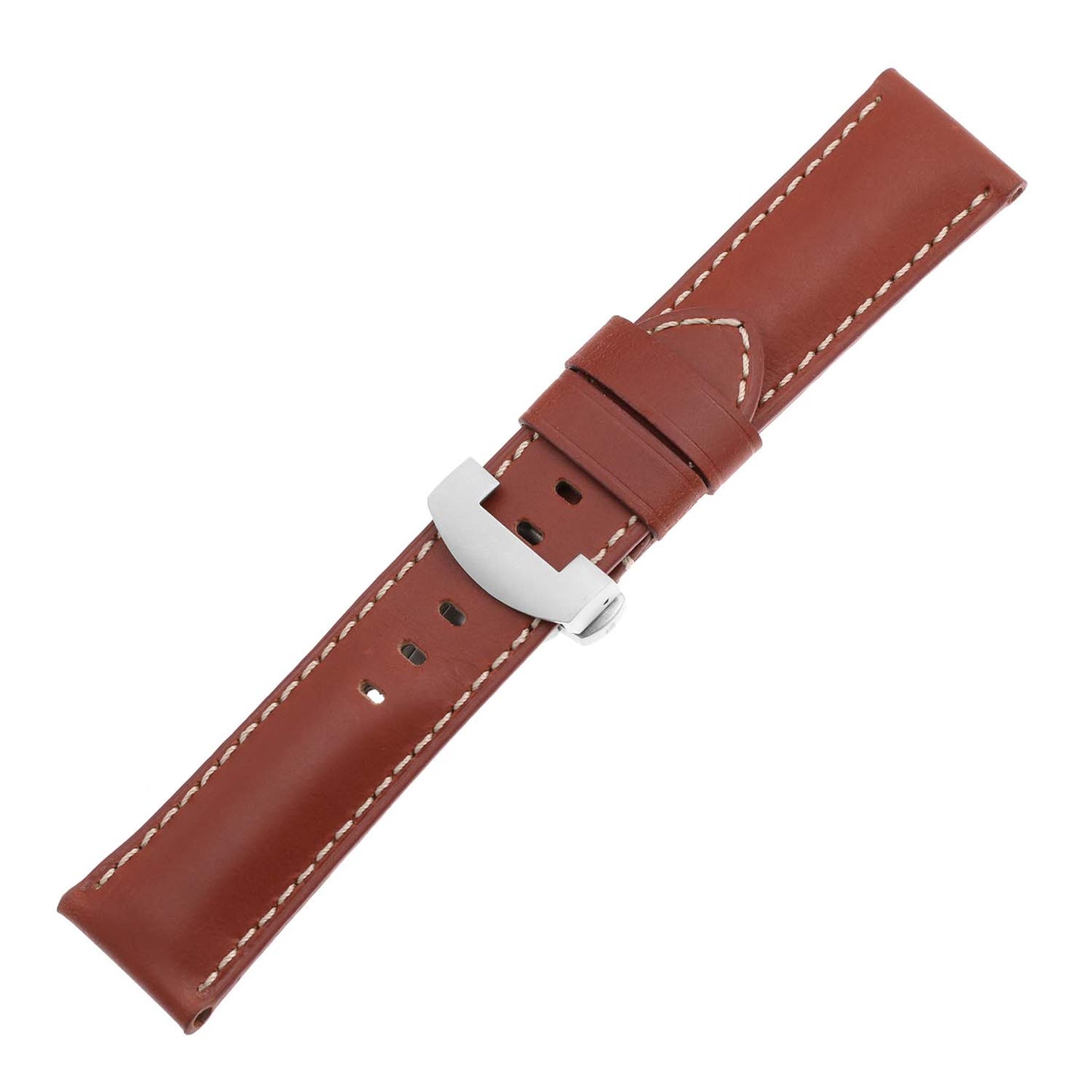DASSARI Smooth Leather Strap for Deployant Clasp Rust