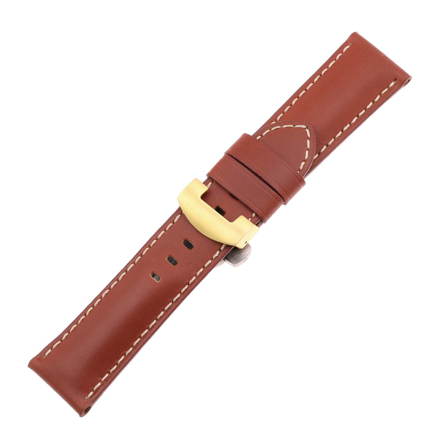 DASSARI Smooth Leather Strap for Deployant Clasp Rust