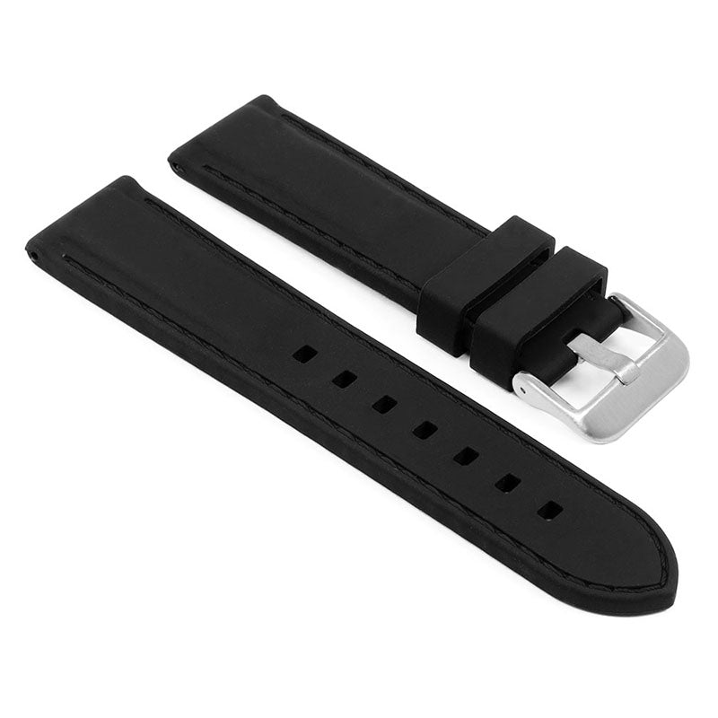Rubber Strap with Stitching – Quick Release – Brushed Silver Buckle