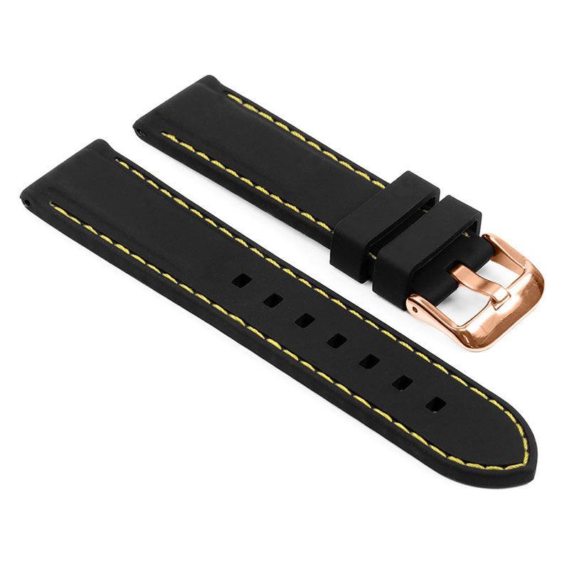 Rubber Strap with Stitching – Quick Release – Rose Gold Buckle