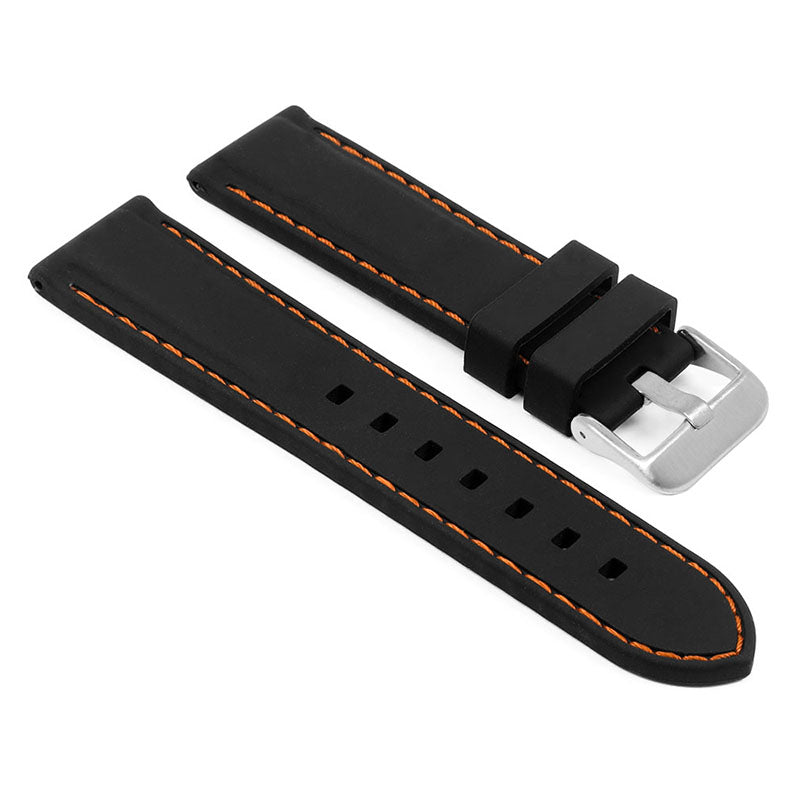 Rubber Strap with Stitching – Quick Release – Brushed Silver Buckle