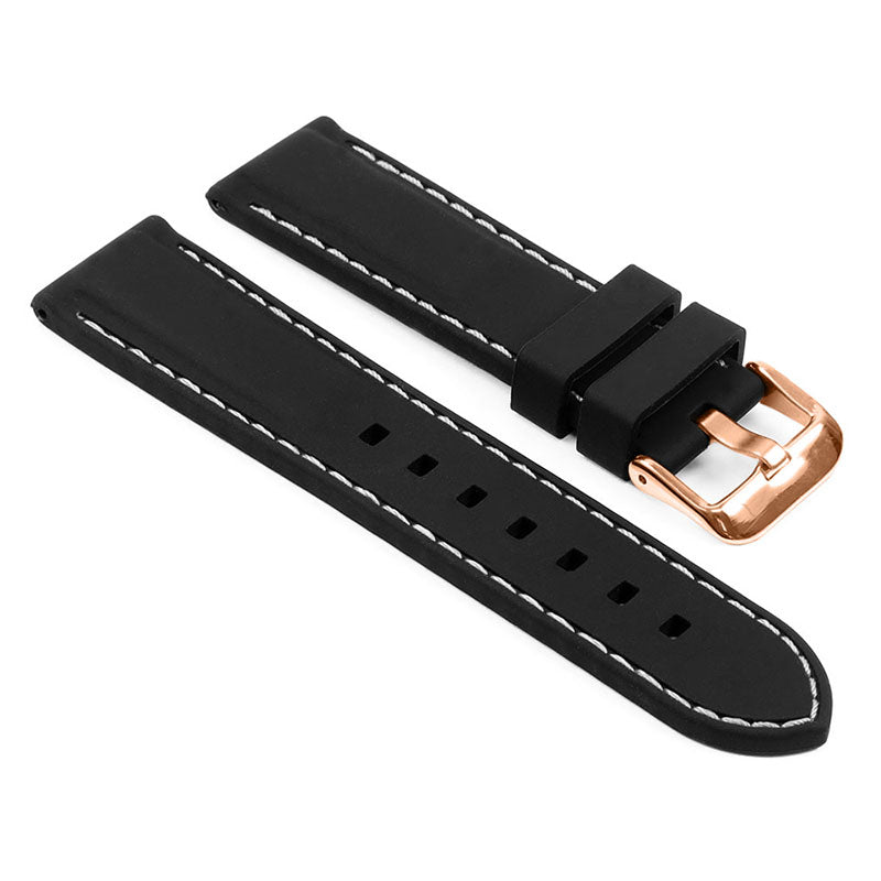 Rubber Strap with Stitching – Quick Release – Rose Gold Buckle
