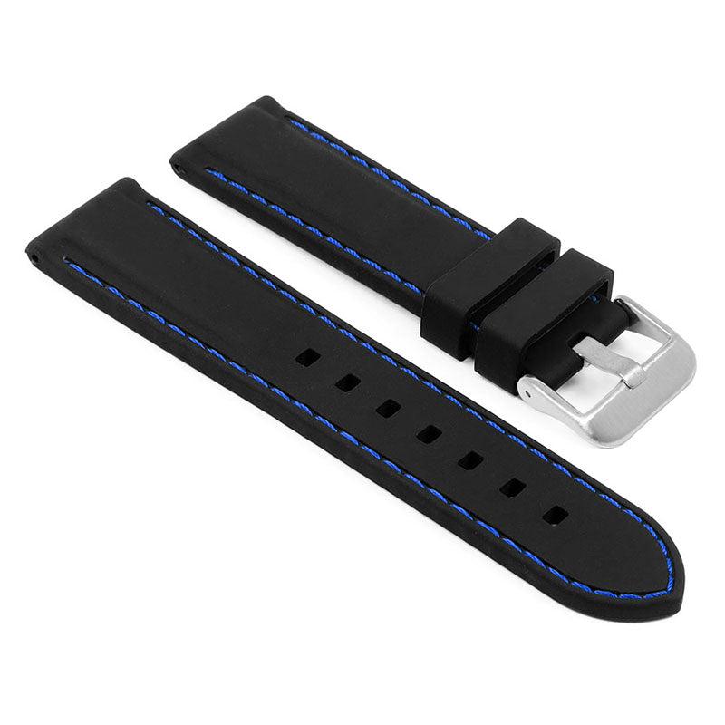 Rubber Strap with Stitching – Quick Release – Brushed Silver Buckle