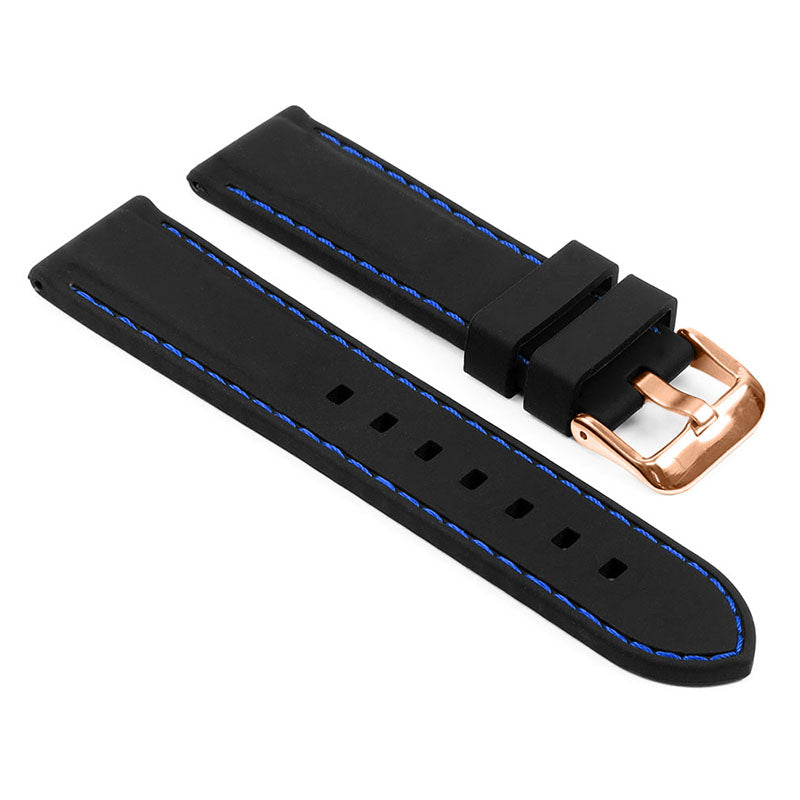 Rubber Strap with Stitching – Quick Release – Rose Gold Buckle
