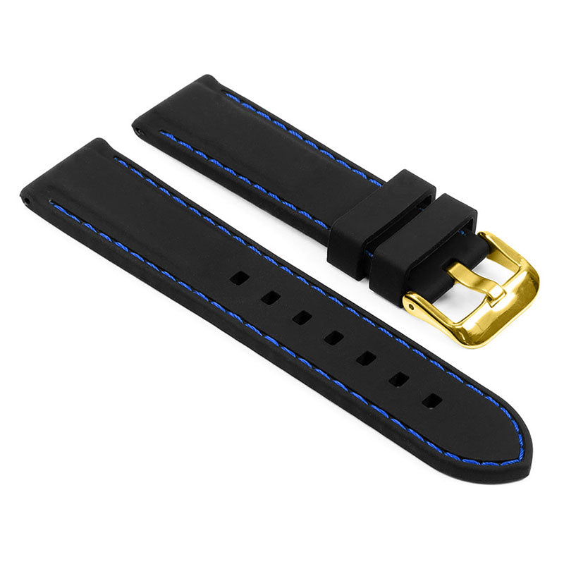 Rubber Strap with Stitching – Quick Release – Yellow Gold Buckle