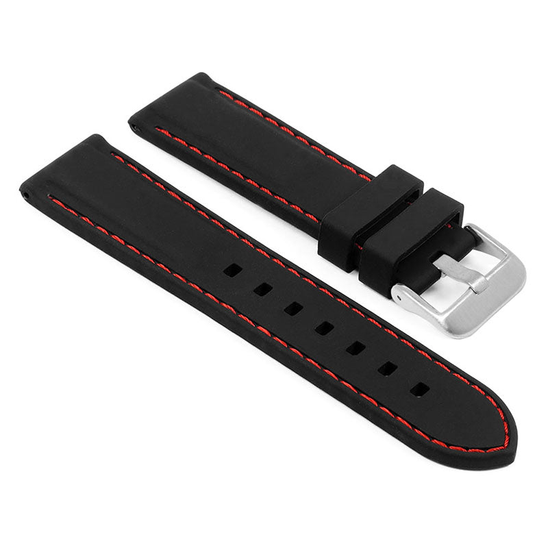 Rubber Strap with Stitching – Quick Release – Brushed Silver Buckle